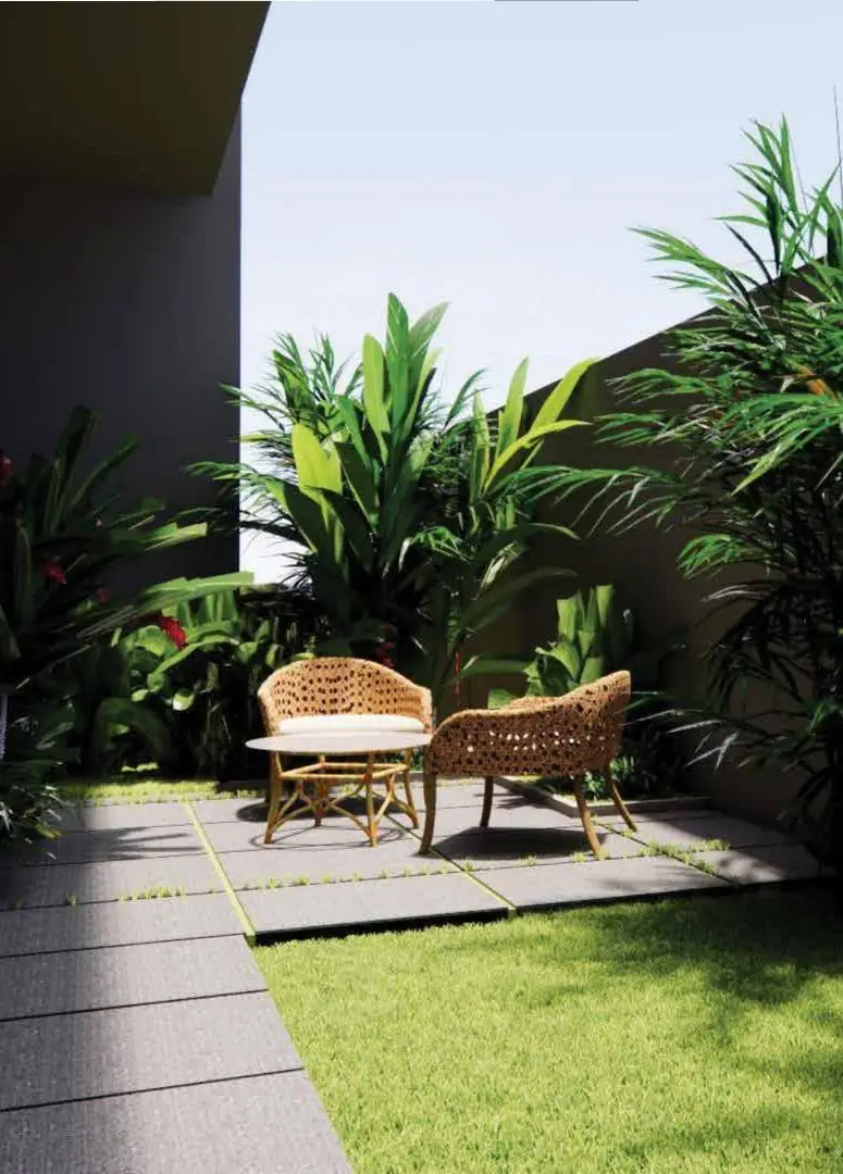 Private backyard with garden seating
