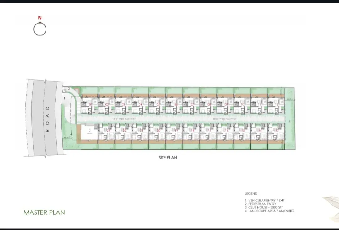 Master plan and site plan of the 23 row villa community at Collective 23