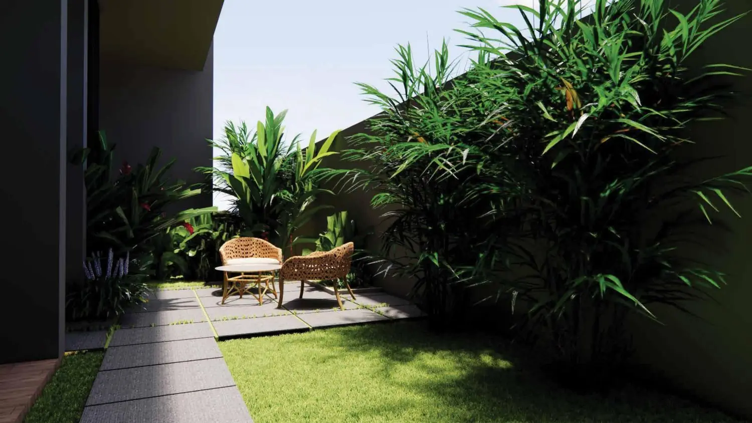 Private landscaped courtyard of a villa